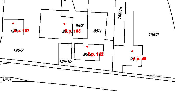 Purkarec 112, Hluboká nad Vltavou na parcele st. 95/2 v KÚ Purkarec, Katastrální mapa