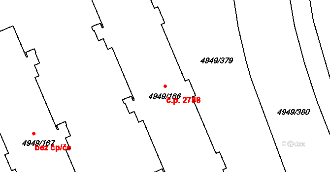 Severní Terasa 2788, Ústí nad Labem na parcele st. 4949/166 v KÚ Ústí nad Labem, Katastrální mapa