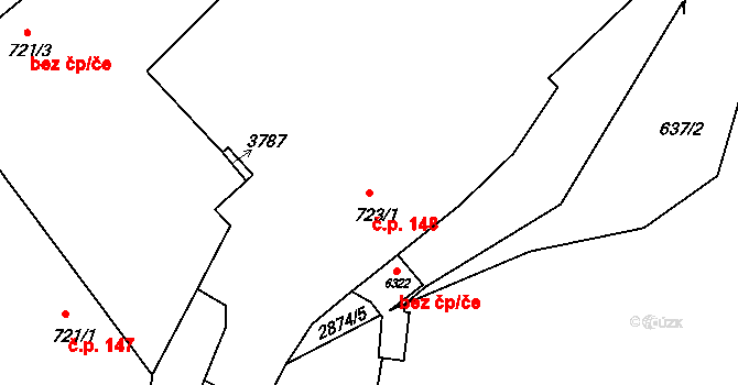 Chrudim IV 148, Chrudim na parcele st. 723/1 v KÚ Chrudim, Katastrální mapa
