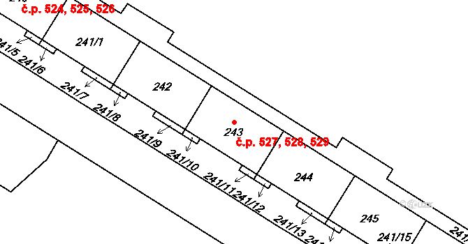Lesná 527,528,529, Brno na parcele st. 243 v KÚ Lesná, Katastrální mapa