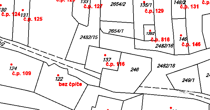 Česká Kamenice 116 na parcele st. 137 v KÚ Česká Kamenice, Katastrální mapa