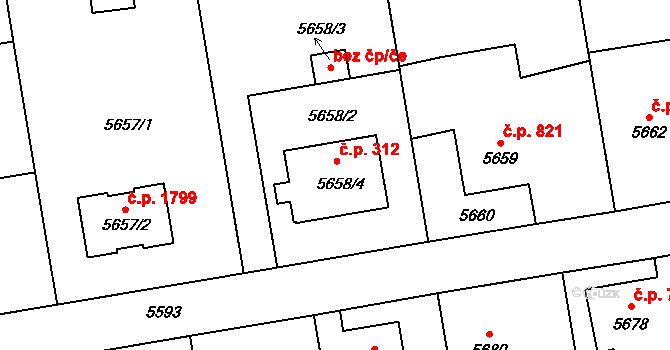 Šenov 312 na parcele st. 5658/4 v KÚ Šenov u Ostravy, Katastrální mapa