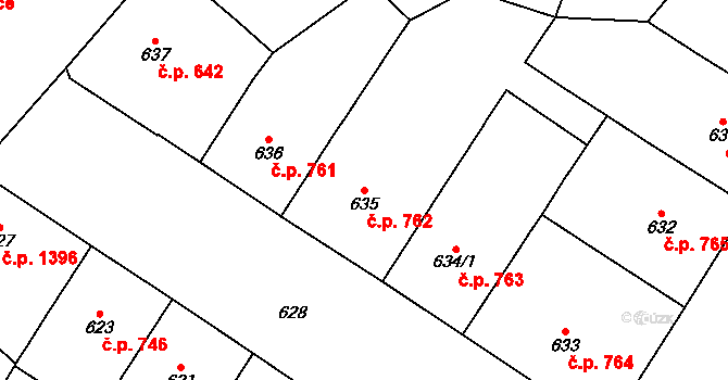 Vršovice 762, Praha na parcele st. 635 v KÚ Vršovice, Katastrální mapa