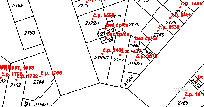 Východní Předměstí 2431, Plzeň na parcele st. 2166/1 v KÚ Plzeň, Katastrální mapa