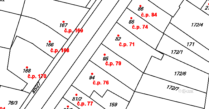 Krasice 79, Prostějov na parcele st. 95 v KÚ Krasice, Katastrální mapa