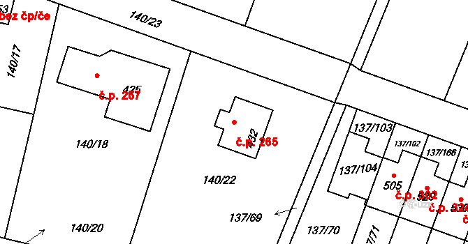 Příchovice 265 na parcele st. 432 v KÚ Příchovice u Přeštic, Katastrální mapa