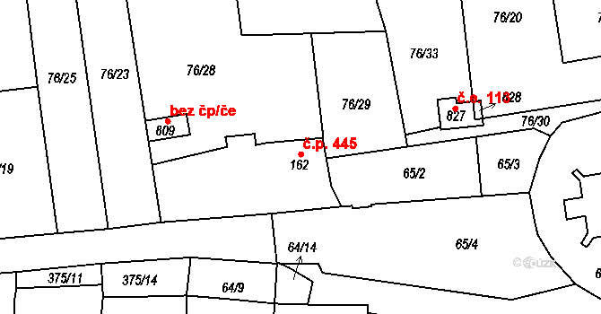 Černčice 445 na parcele st. 162 v KÚ Černčice u Loun, Katastrální mapa