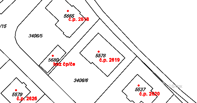 Rakovník II 2619, Rakovník na parcele st. 5578 v KÚ Rakovník, Katastrální mapa