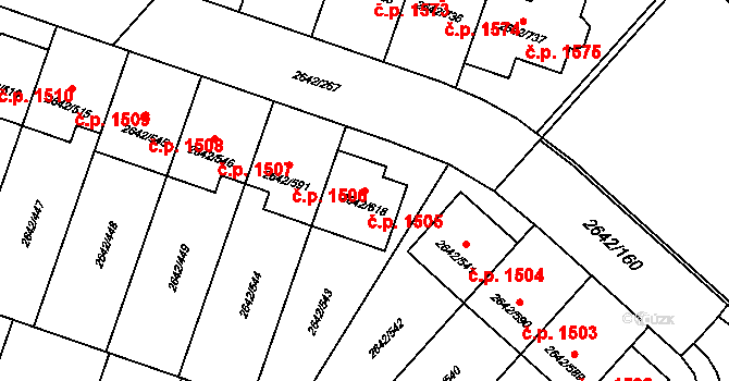 Kuřim 1505 na parcele st. 2642/618 v KÚ Kuřim, Katastrální mapa