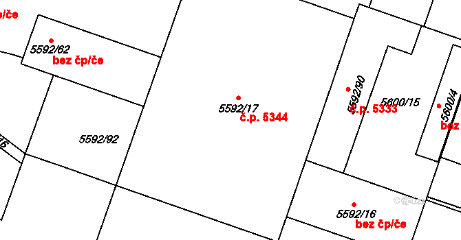Jihlava 5344 na parcele st. 5592/17 v KÚ Jihlava, Katastrální mapa