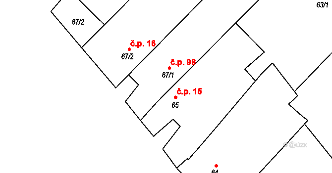 Martínkov 15 na parcele st. 65 v KÚ Martínkov, Katastrální mapa