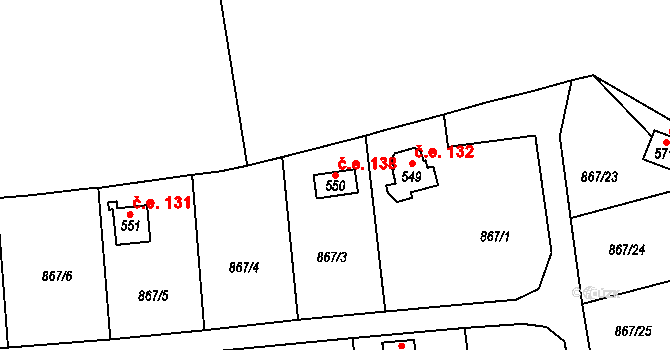 Pecerady 138, Týnec nad Sázavou na parcele st. 550 v KÚ Pecerady, Katastrální mapa