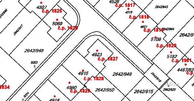 Kuřim 1827 na parcele st. 4923 v KÚ Kuřim, Katastrální mapa