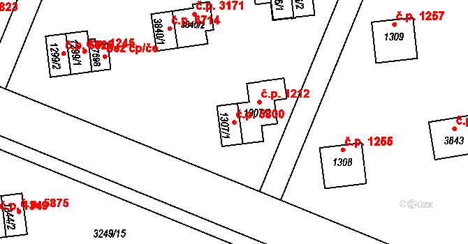 Zlín 5800 na parcele st. 1307/1 v KÚ Zlín, Katastrální mapa