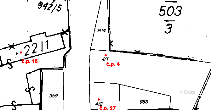 Týnec 4, Chotěšov na parcele st. 4/1 v KÚ Týnec u Chotěšova, Katastrální mapa