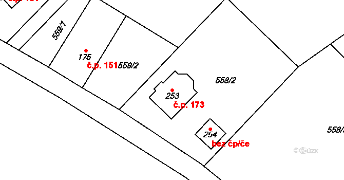 Bobr 173, Žacléř na parcele st. 253 v KÚ Bobr, Katastrální mapa