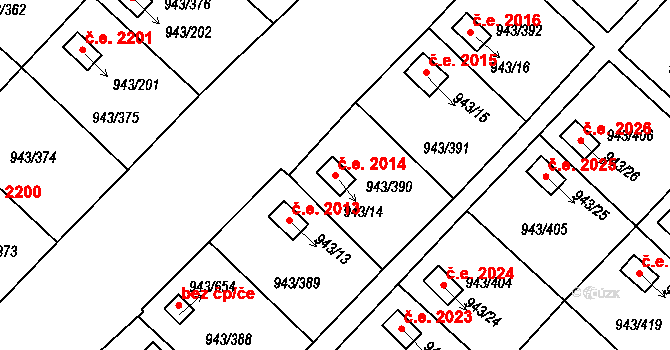 Velká Chuchle 2014, Praha na parcele st. 943/14 v KÚ Velká Chuchle, Katastrální mapa