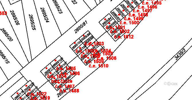 Pelhřimov 1506 na parcele st. 2695/101 v KÚ Pelhřimov, Katastrální mapa