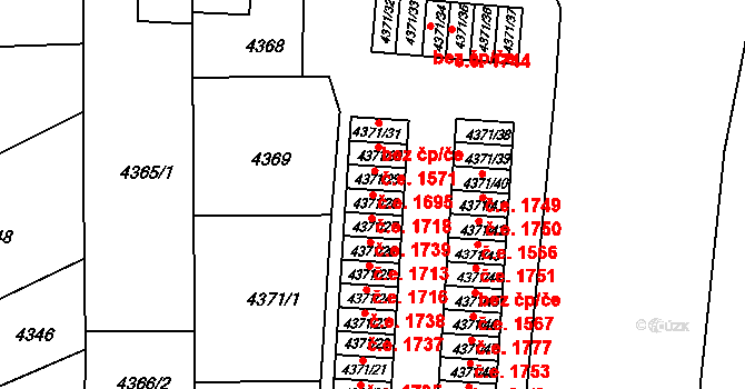 Česká Lípa 1718 na parcele st. 4371/28 v KÚ Česká Lípa, Katastrální mapa