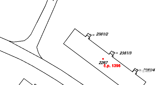 Poruba 1396, Ostrava na parcele st. 2267 v KÚ Poruba-sever, Katastrální mapa