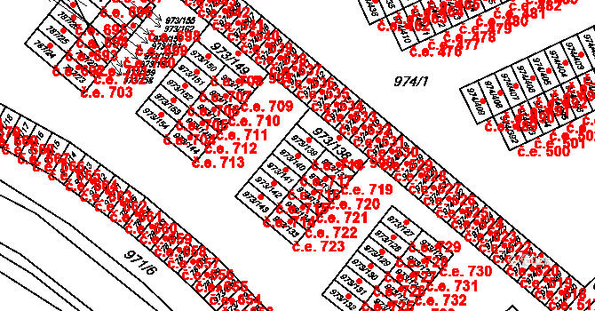 Štětí 717 na parcele st. 973/140 v KÚ Štětí I, Katastrální mapa