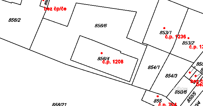 Velké Meziříčí 1208 na parcele st. 856/4 v KÚ Velké Meziříčí, Katastrální mapa