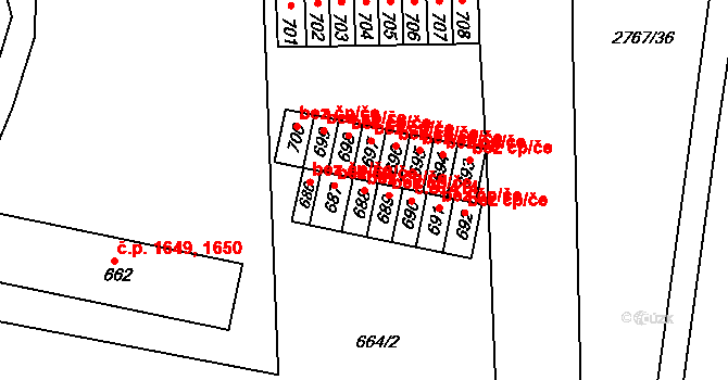 Česká Lípa 39750311 na parcele st. 688 v KÚ Česká Lípa, Katastrální mapa