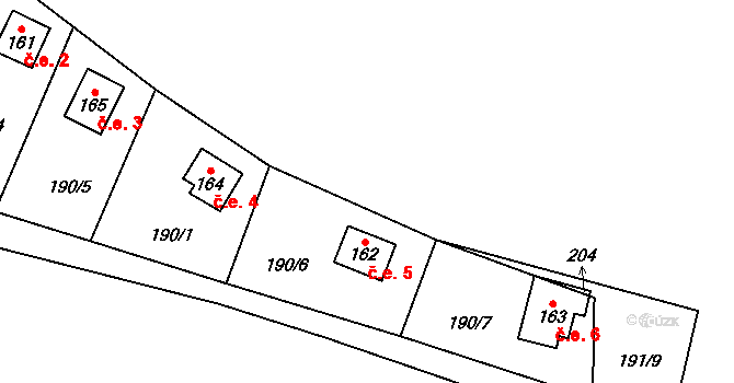 Štěpanice 5, Úbislavice na parcele st. 162 v KÚ Zboží u Nové Paky, Katastrální mapa