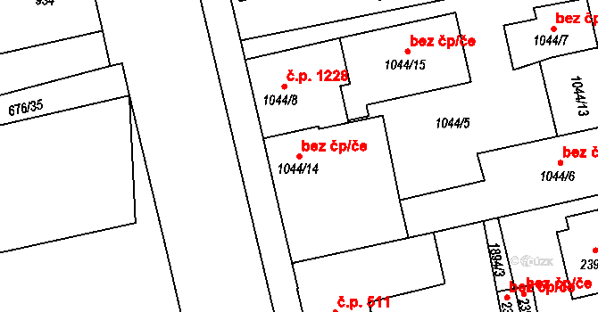 Vodňany 40741311 na parcele st. 1044/14 v KÚ Vodňany, Katastrální mapa