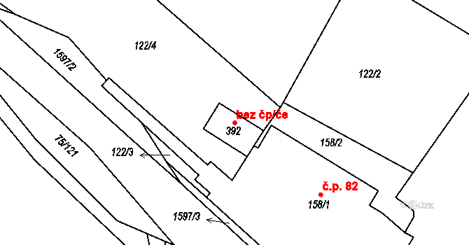 Obříství 41305311 na parcele st. 392 v KÚ Obříství, Katastrální mapa