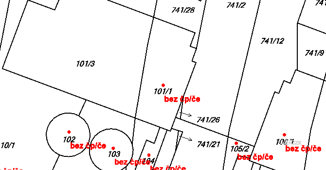 Čížkov 41693311 na parcele st. 101/3 v KÚ Čečovice, Katastrální mapa