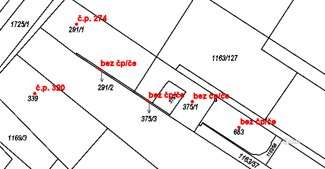 Jevišovice 42769311 na parcele st. 375/3 v KÚ Jevišovice, Katastrální mapa