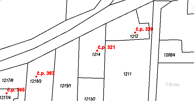 Píšť 321 na parcele st. 1214 v KÚ Píšť, Katastrální mapa