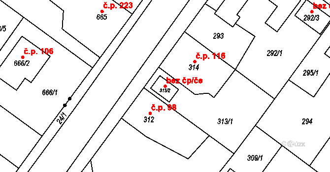 Zruč-Senec 45804311 na parcele st. 313/2 v KÚ Senec u Plzně, Katastrální mapa