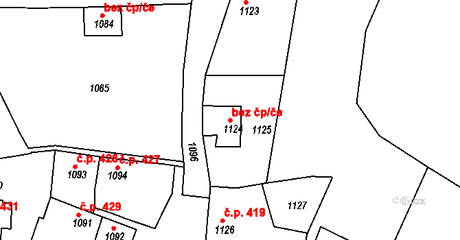 Jemnice 46542311 na parcele st. 1124 v KÚ Jemnice, Katastrální mapa