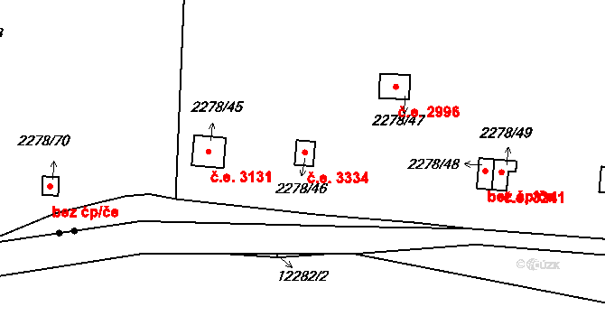 Severní Předměstí 2991, Plzeň na parcele st. 2278/46 v KÚ Bolevec, Katastrální mapa