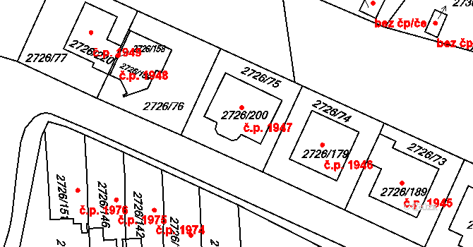 Tachov 1947 na parcele st. 2726/200 v KÚ Tachov, Katastrální mapa
