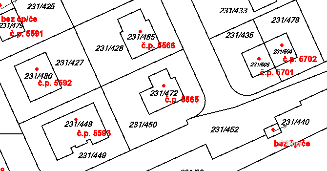 Helenín 5565, Jihlava na parcele st. 231/472 v KÚ Helenín, Katastrální mapa