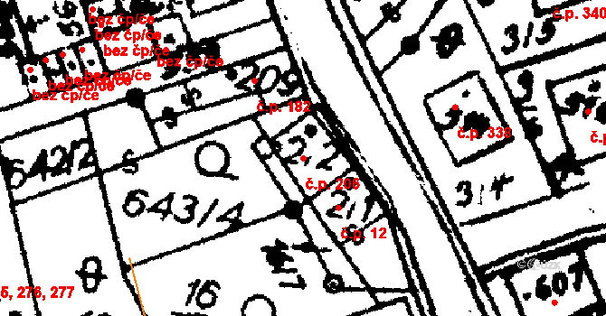 Hrochův Týnec 206 na parcele st. 2/2 v KÚ Hrochův Týnec, Katastrální mapa
