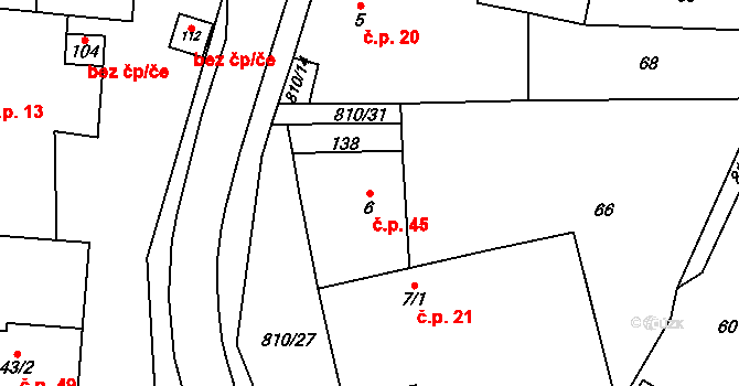 Holešovice 45, Chroustovice na parcele st. 6 v KÚ Holešovice u Chroustovic, Katastrální mapa