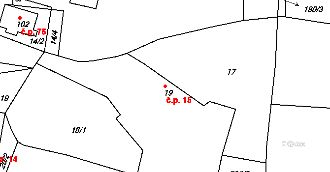 Vyžice 15 na parcele st. 19 v KÚ Vyžice, Katastrální mapa