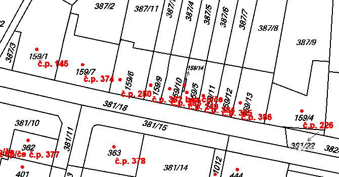 Slatiňany 383 na parcele st. 159/10 v KÚ Slatiňany, Katastrální mapa