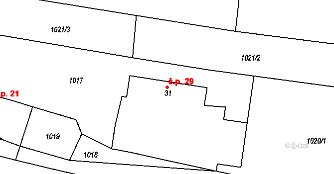 Držkrajov 29, Přeštěnice na parcele st. 31 v KÚ Držkrajov, Katastrální mapa