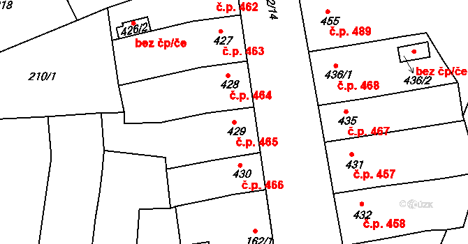 Milevsko 465 na parcele st. 429 v KÚ Milevsko, Katastrální mapa