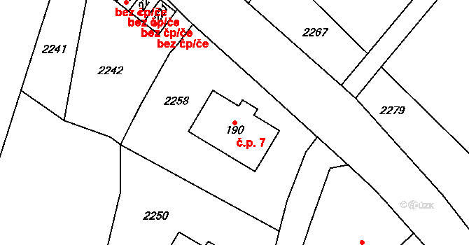 Prostřední Lipka 7, Králíky na parcele st. 190 v KÚ Prostřední Lipka, Katastrální mapa