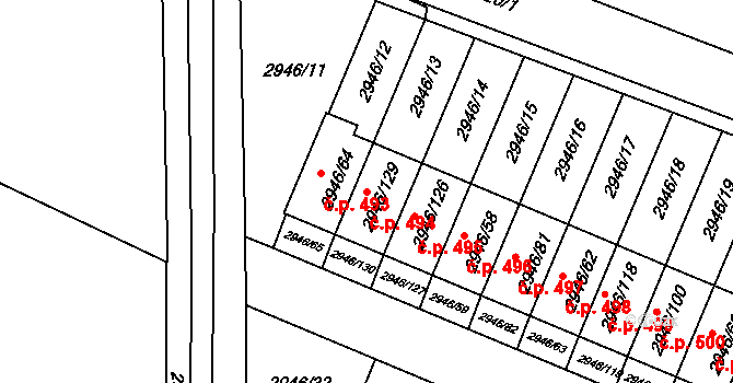 Choceňské Předměstí 494, Vysoké Mýto na parcele st. 2946/129 v KÚ Vysoké Mýto, Katastrální mapa