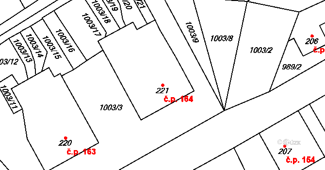 Kobylá nad Vidnavkou 164 na parcele st. 221 v KÚ Kobylá nad Vidnavkou, Katastrální mapa