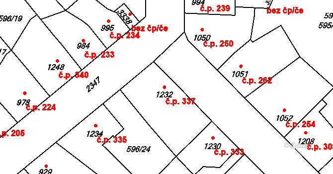 Beroun-Závodí 337, Beroun na parcele st. 1232 v KÚ Beroun, Katastrální mapa