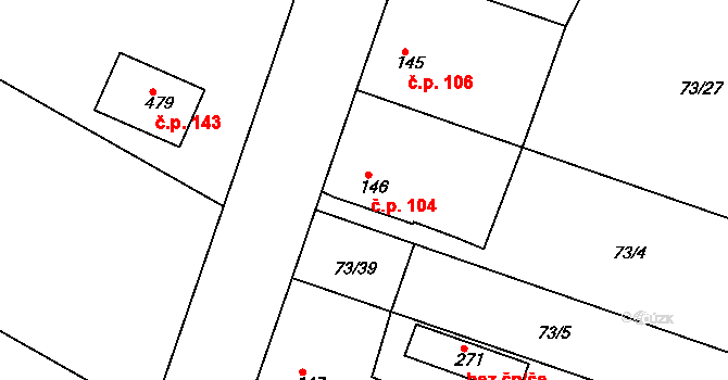 Byškovice 104, Neratovice na parcele st. 146 v KÚ Byškovice, Katastrální mapa