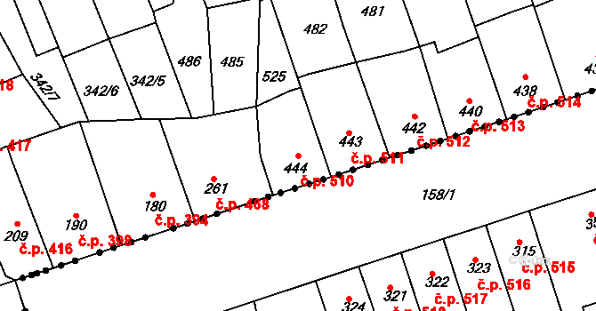 Kralupy nad Vltavou 510 na parcele st. 444 v KÚ Lobeč, Katastrální mapa